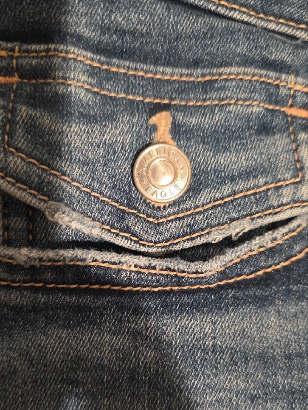 American Eagle Outfitters Distressed Dark Blue Denim Jean Shorts - Picture 6 of 9